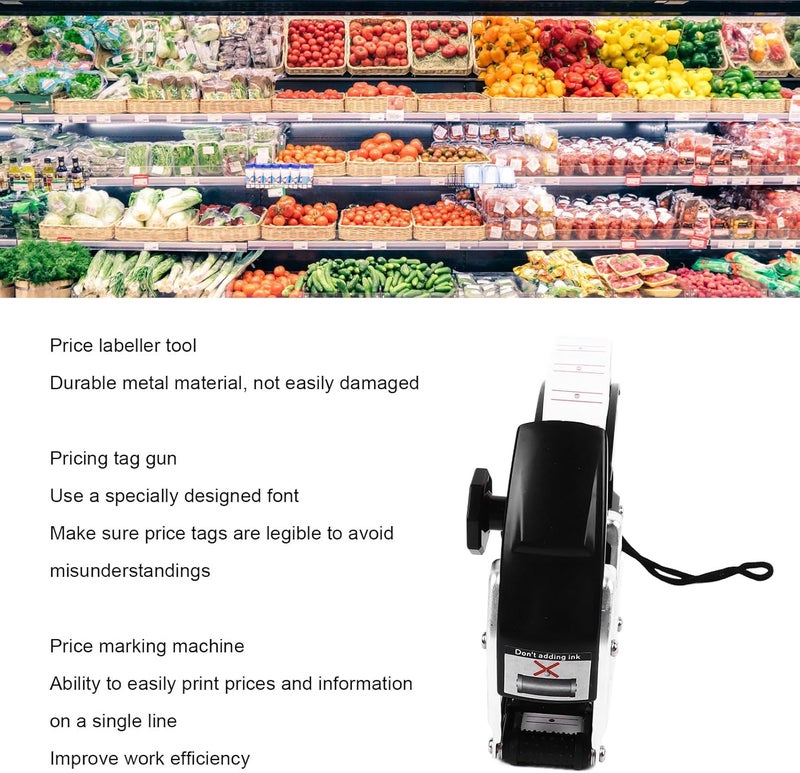 Yoidesu 8 Digits Price Tag Gun, Price Marking Machine Price Labeller Gun Single Row Clear Print Multi Functional Tool for Supermarket - Image 3